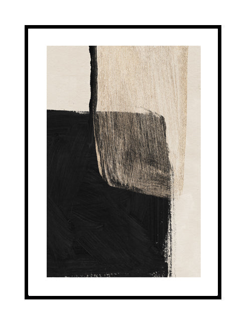 abstract wall art print black nude neutral stone beige gold