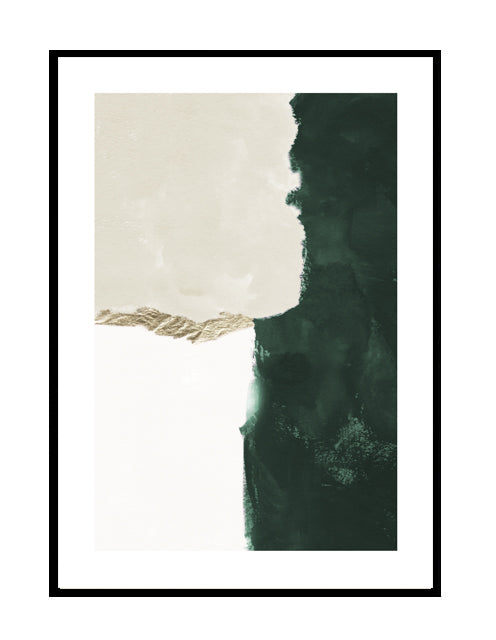 abstract wall art print green emerald beige stone nude white gold detail 