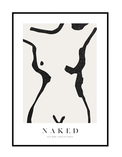 premium wall art print naked line figure black nude background