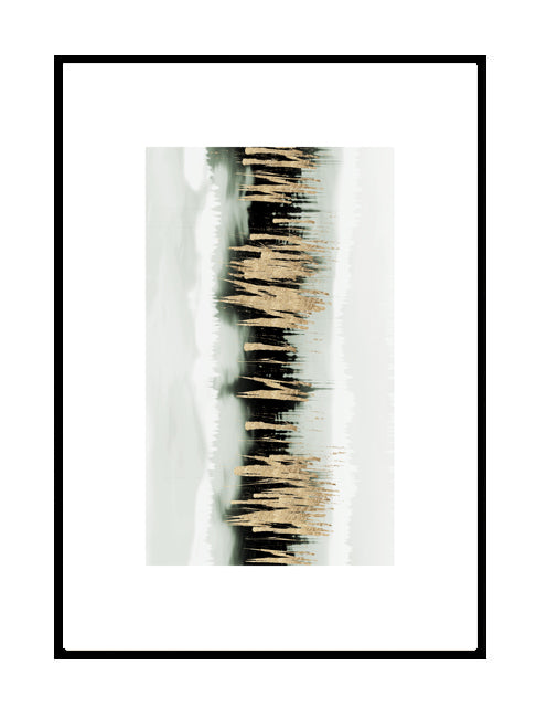 abstract wall art green black gold grey detail 