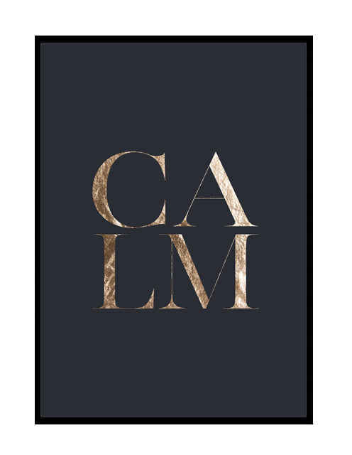 Wall art print, premium typography print, Gold letterwork, navy, 