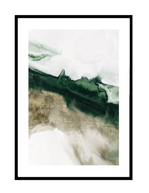 abstract wall art print frame artwork green earthy detail