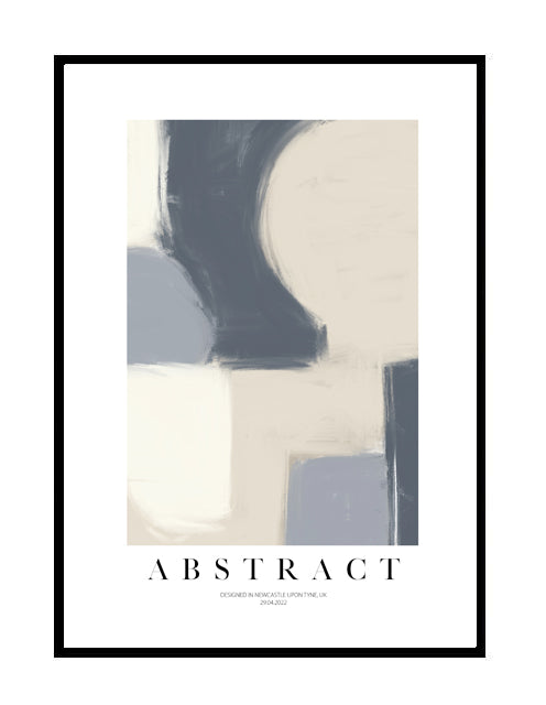 Premium wall art print, abstract pair of wall art prints, neutral blue and cream