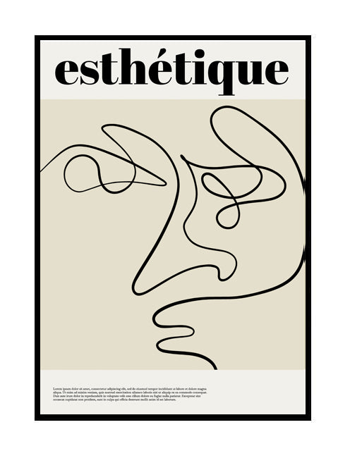 abstract wall art neutral nude black lines wall print