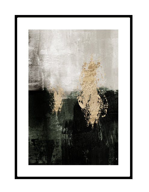 abstract wall art print green gold grey stone beige