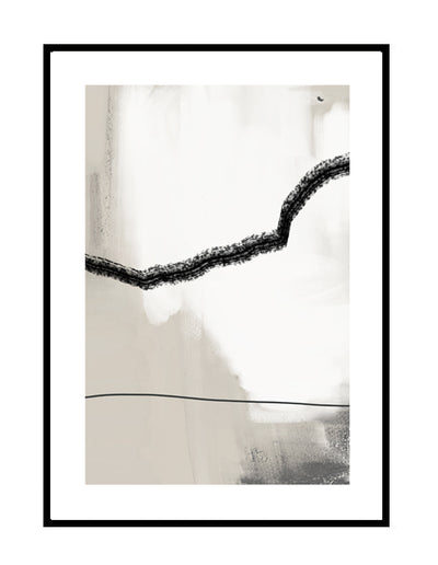 abstract wall art print neutral nude black white 