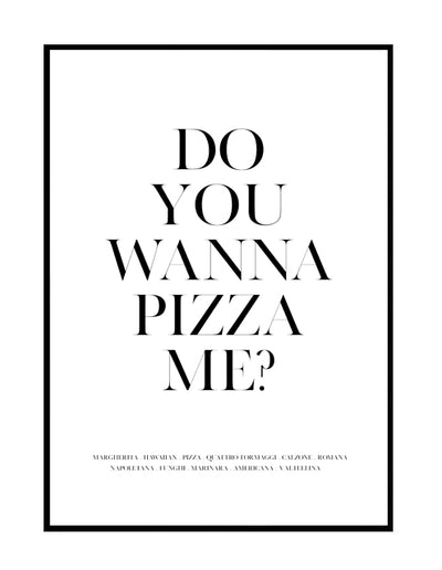 typography wall print wall art black white pizza