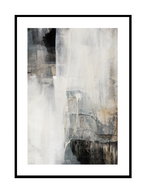 abstract wall art wall print canvas acrylic neutral grey blue black