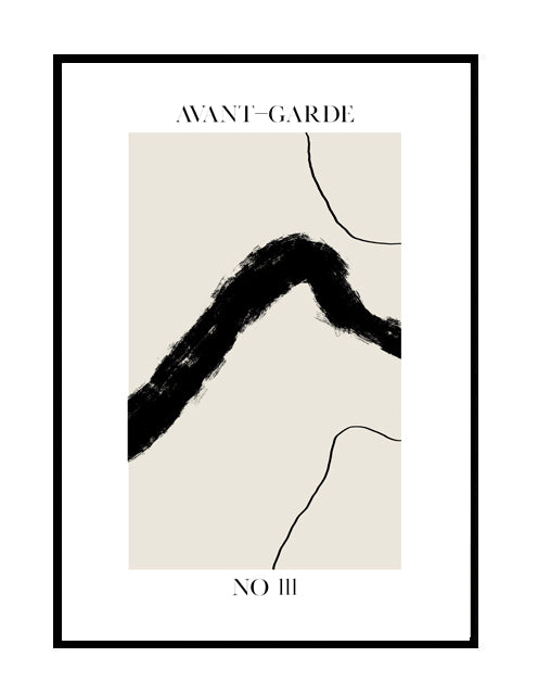 abstract wall art neutral nude black brush wall print