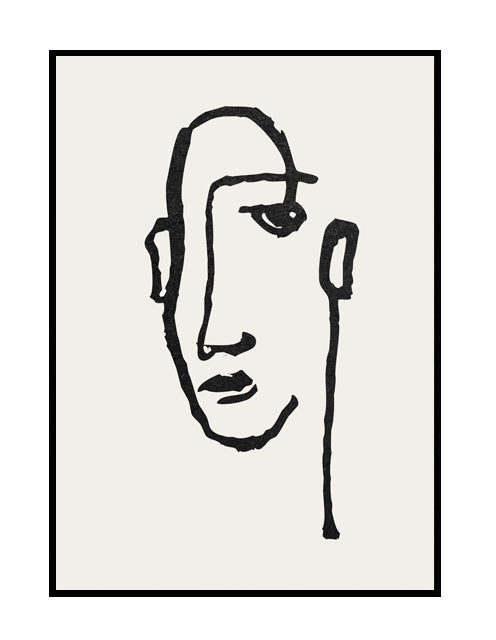 beige abstract face print