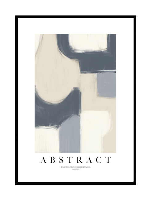 premium wall art print. Abstract print, wall art, cream , blues 
