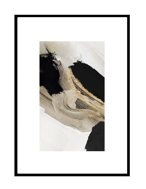 abstract wall art print beige bold black gold