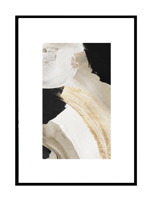 abstract wall art print neutral beige bold gold black