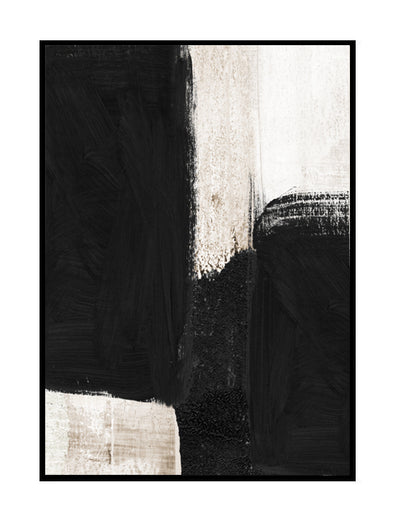 black white and beige abstract wall print