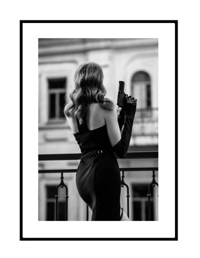 black and white monochrome wall art print culture city female