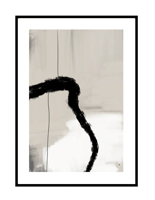 abstract wall print wall art neutral nude black white lines brush 