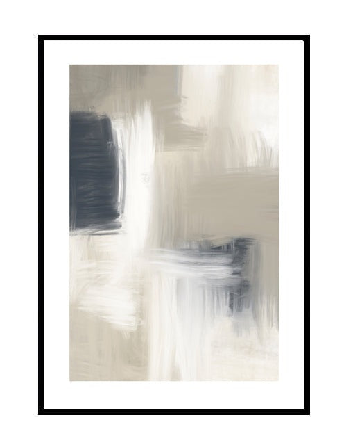 Premium wall art print, abstract wall art, brushstrokes blue and beige sand abstract wall print