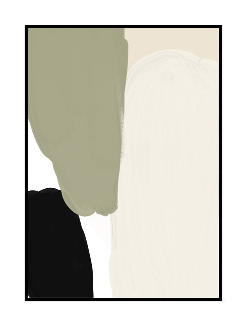 abstract wall art print khaki neutral green black 