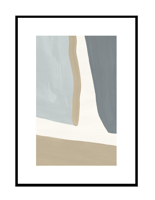 Abstract wall art collection, premium artwork print, soft tones, blue , brown, cream 