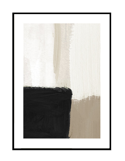 Premium abstract wall art print, neutral tones, black beige cream 
