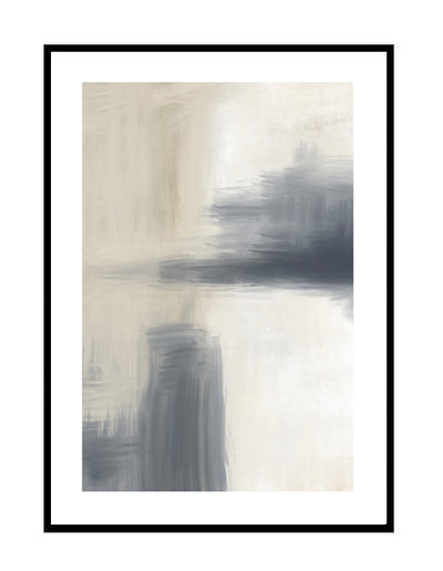 blue and beige abstract wall print