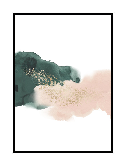 abstract wall art wall print pink green gold 