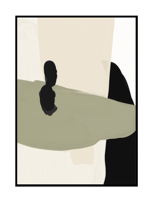 abstract print wall art neutral green khaki black 