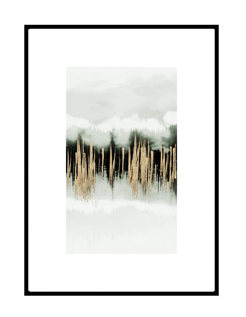 abstract wall art print green gold black grey 