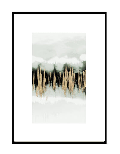 abstract wall art print green gold black grey 