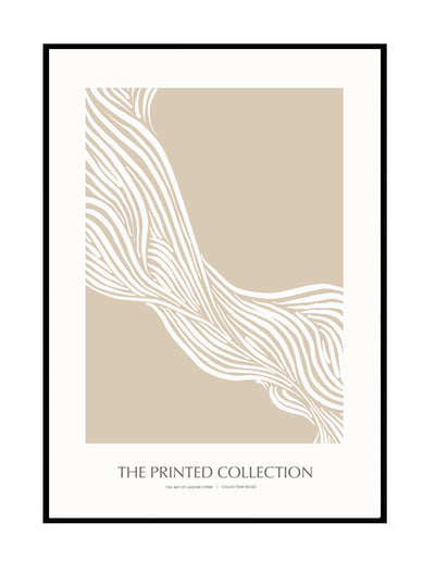 abstract wall print wall art neutral nude white wave illustrated