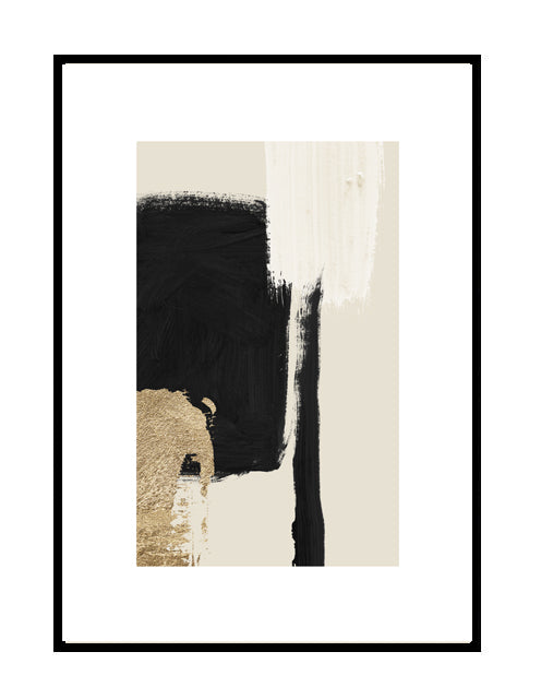 beige black and gold wall print