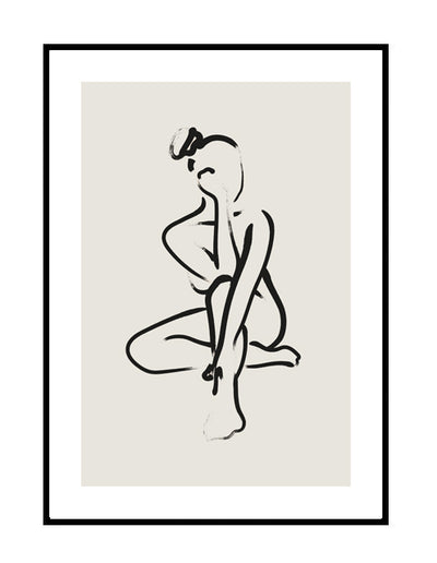 naked woman on beige background print
