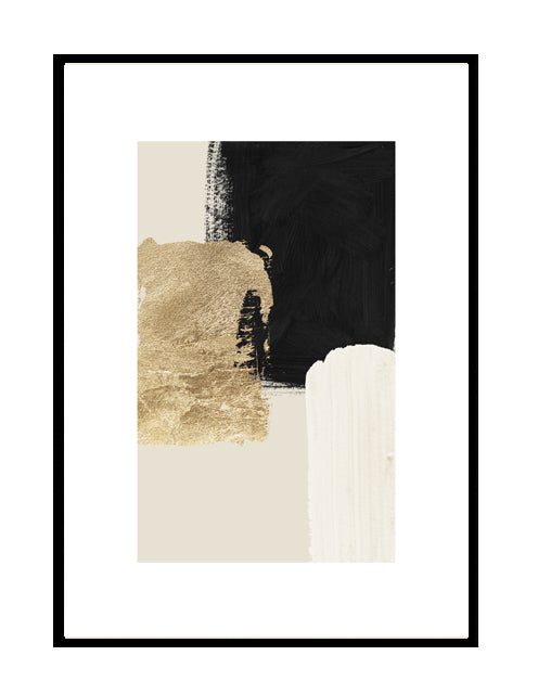 beige black and gold wall print 