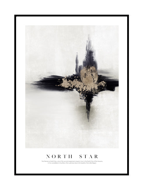 Premium wall art print, gold , black off white, star, astrology