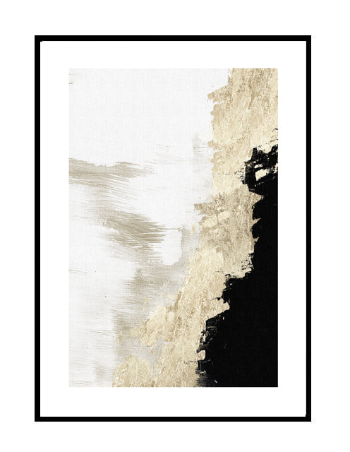 abstract wall art wall print grey gold black brushwork
