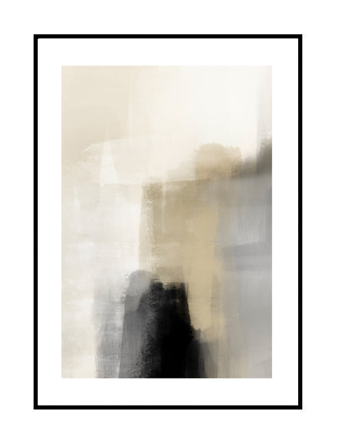 Premium wall art print, abstract art, creamy, soft tones, grey, black