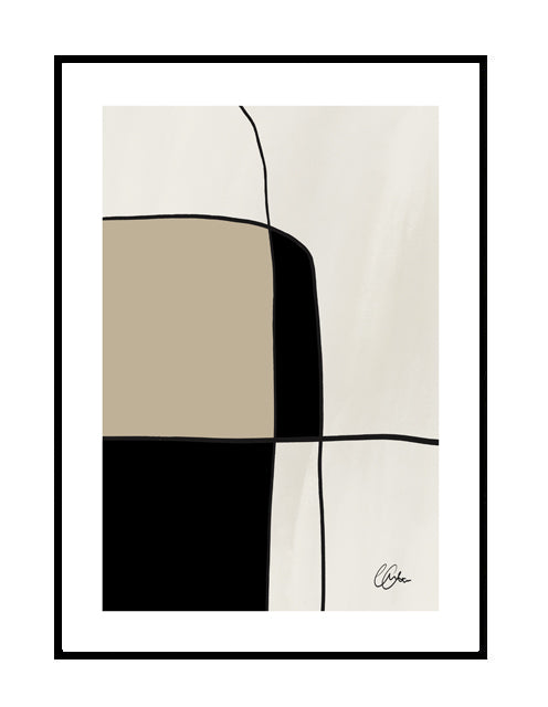 abstract wall art print neutral nude stone black brown 