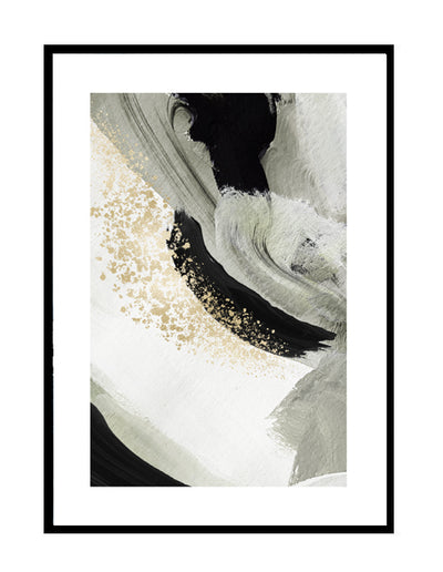 abstract wall art framed print sage stone black gold 