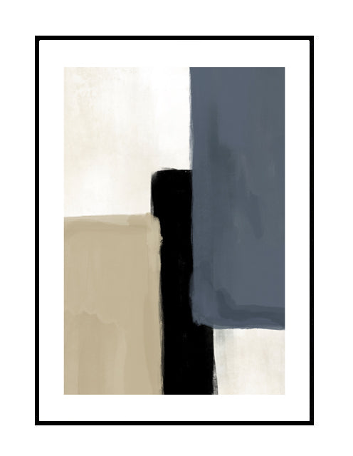 premium wall art abstract blue beige black neutral 
