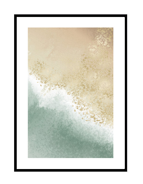 abstract wall art beige beach sand coastal green white
