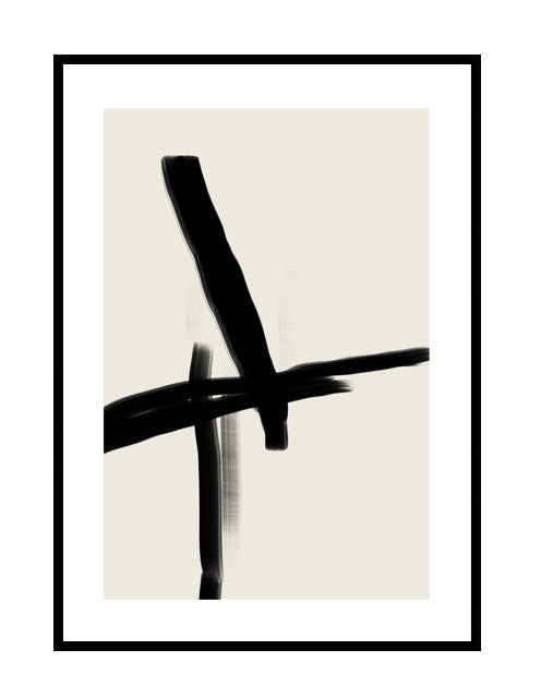 black and beige japandi style wall print