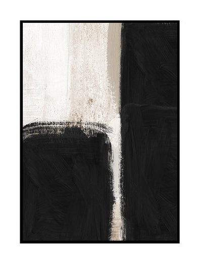 beige and black abstract wall print