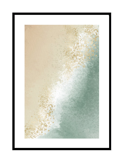 abstract wall art coastal gold sand beige beach green blue detail