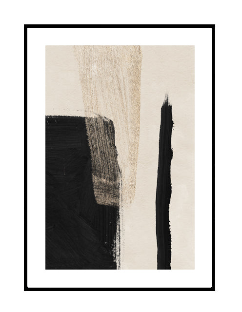 abstract wall art beige stone nude black gold detail brushwork