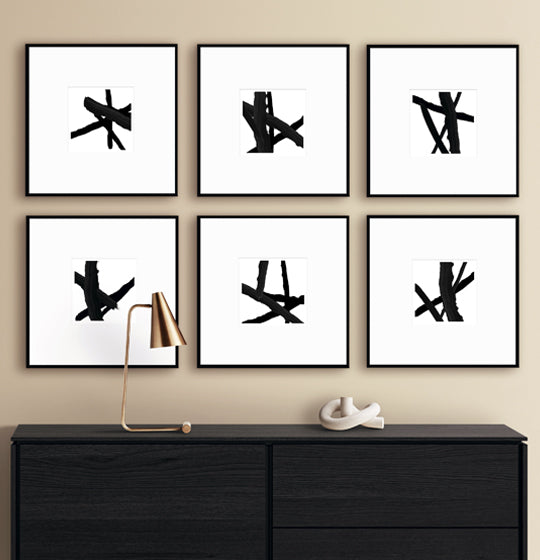 abstract wall print premium gallery wall matte aluminium frame monochrome wall print