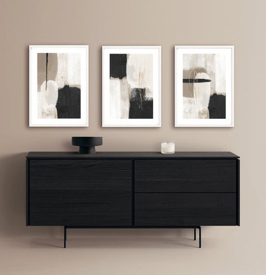 neutral black beige white gold abstract framed gallery wall set