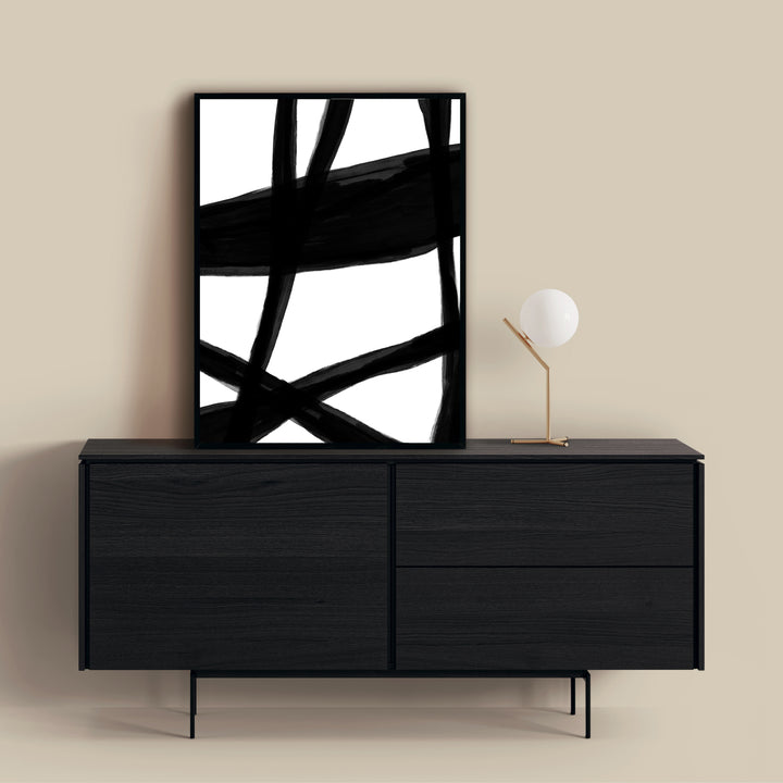 premium abstract framed canvas, black white monochrome
