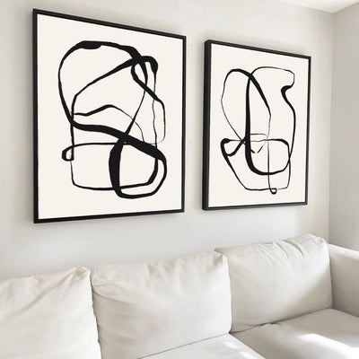 abstract wall art neutral nude premium framed canvas nude beige black