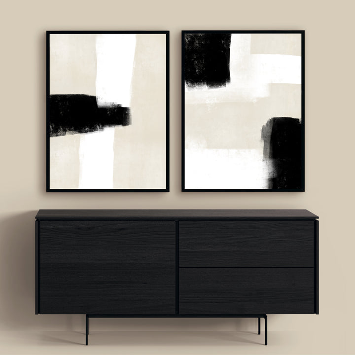 set of large neutral canvases 