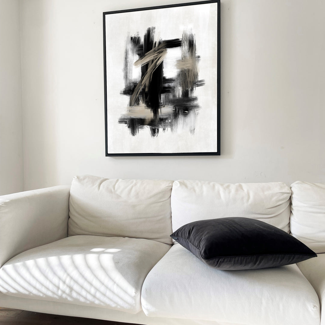 LARGE BEIGE PAINTED CANVAS